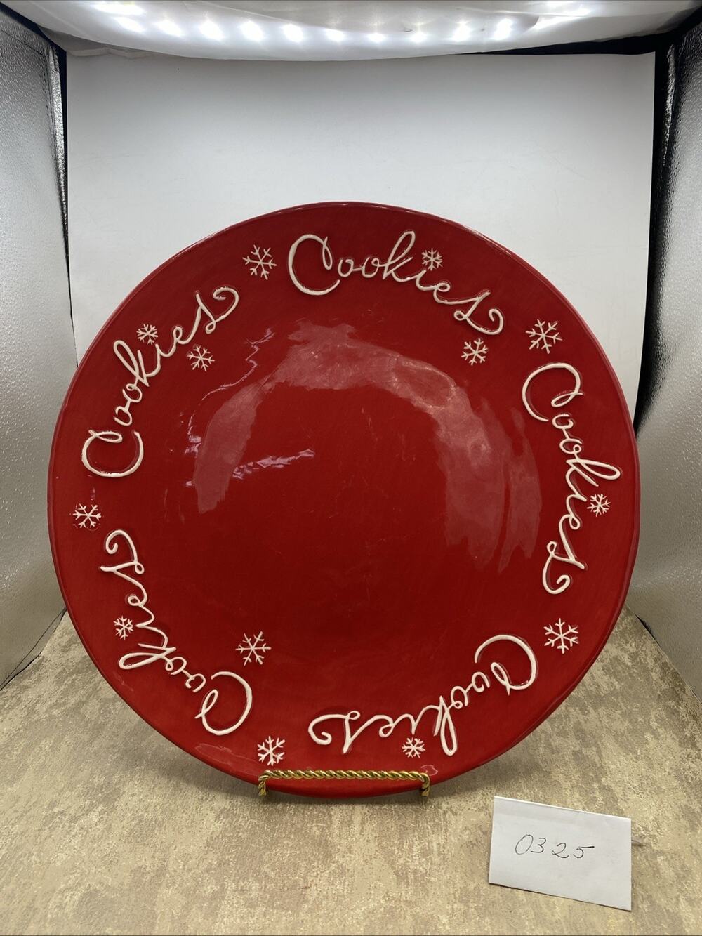 HALLMARK HOLIDAY COOKIE PLATTER 1LPR1504 - 14.5" RED SNOWFLAKE - COOKIES BORDER